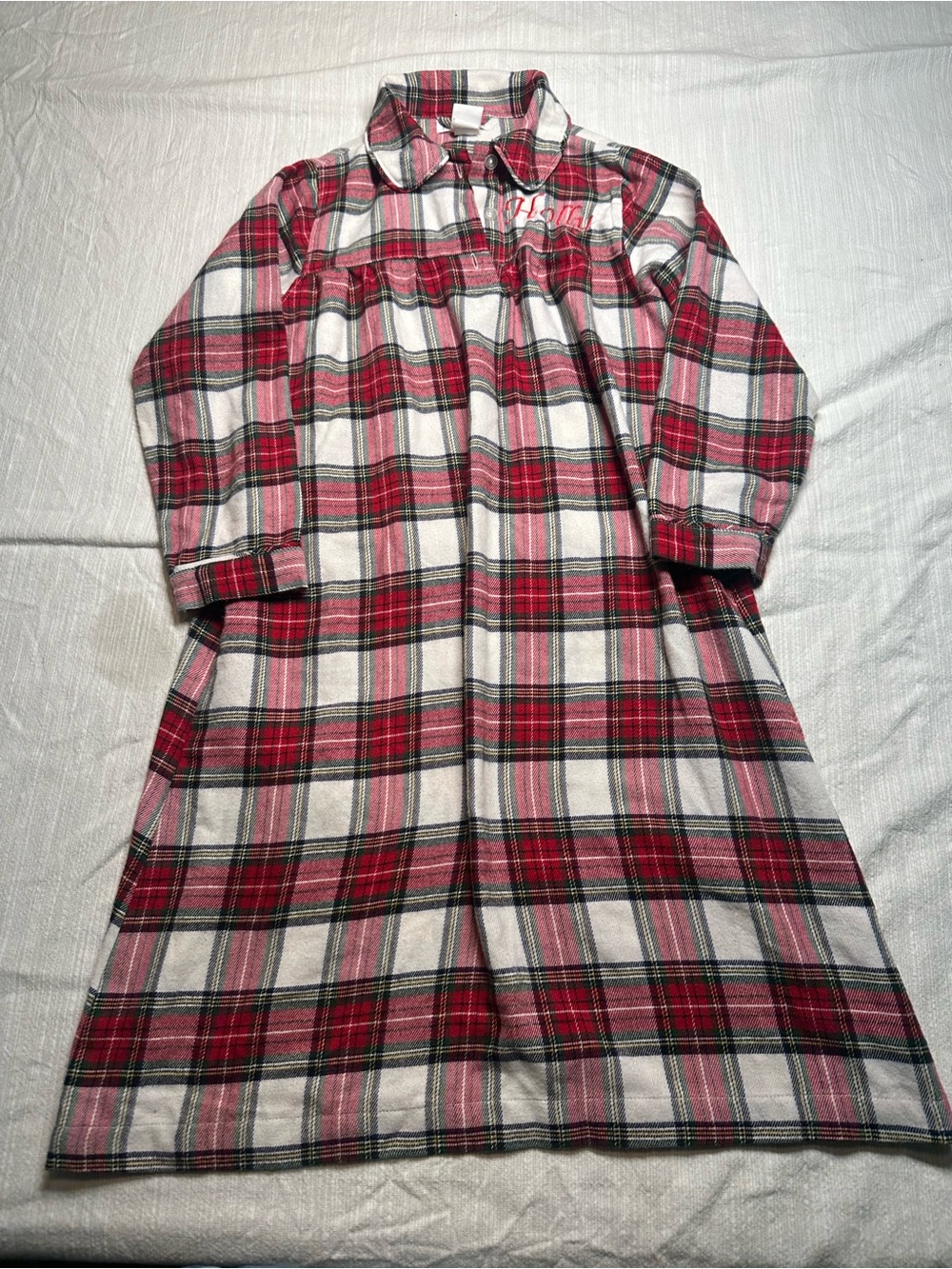 Pottery barn kids Girls Red and White Plaid Flannel Nightgown